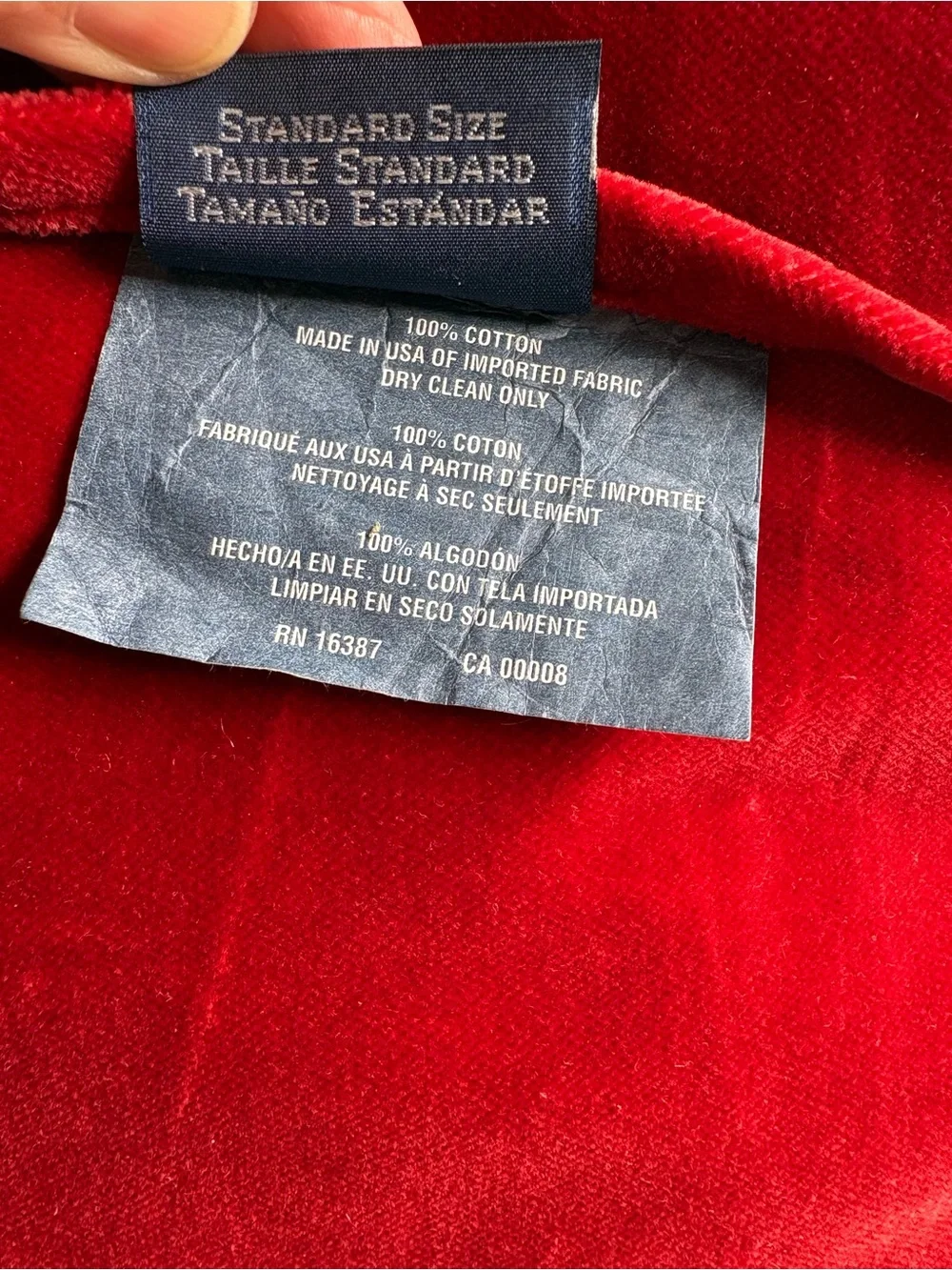 Ralph Lauren Red Velvet Ruffled Pillow Shams Set of Two